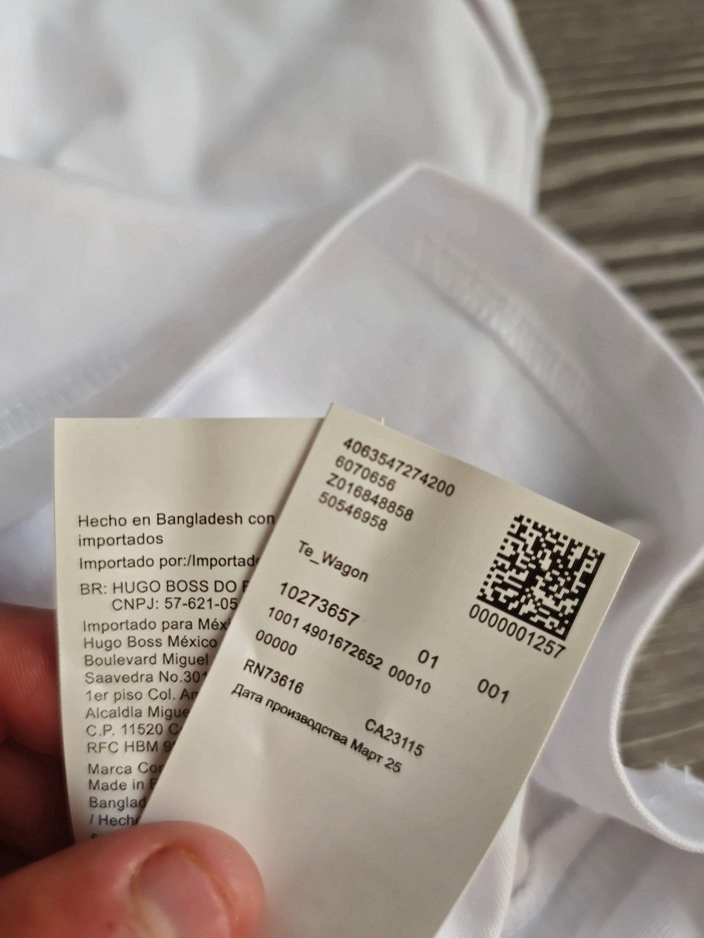 BOSS white graphic t-shirt featuring black and olive all-terrain vehicle print, 100% cotton.
